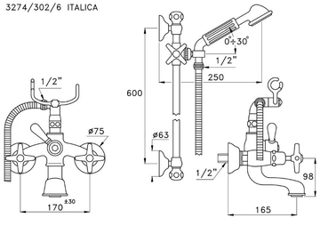 ITALICA 3274-302-6 - 2 hole shower tap by RUBINETTERIE STELLA - view 3